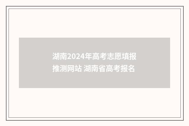 湖南2024年高考志愿填报推测网站 湖南省高考报名