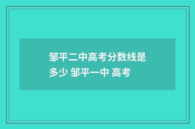 邹平二中高考分数线是多少 邹平一中 高考