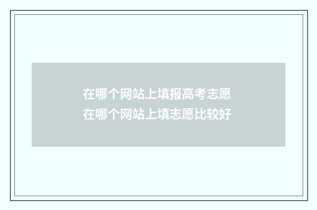 在哪个网站上填报高考志愿 在哪个网站上填志愿比较好