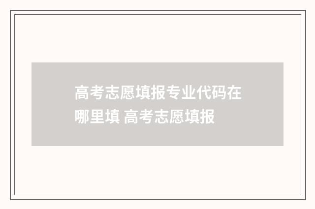 高考志愿填报专业代码在哪里填 高考志愿填报