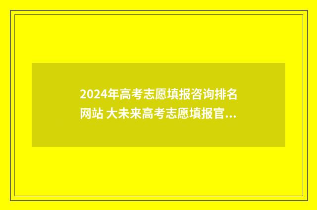 2024年高考志愿填报咨询排名网站 大未来高考志愿填报官网