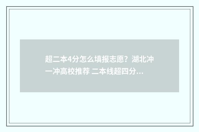 超二本4分怎么填报志愿？湖北冲一冲高校推荐 二本线超四分能上什么学校
