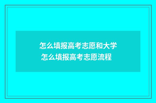 怎么填报高考志愿和大学 怎么填报高考志愿流程