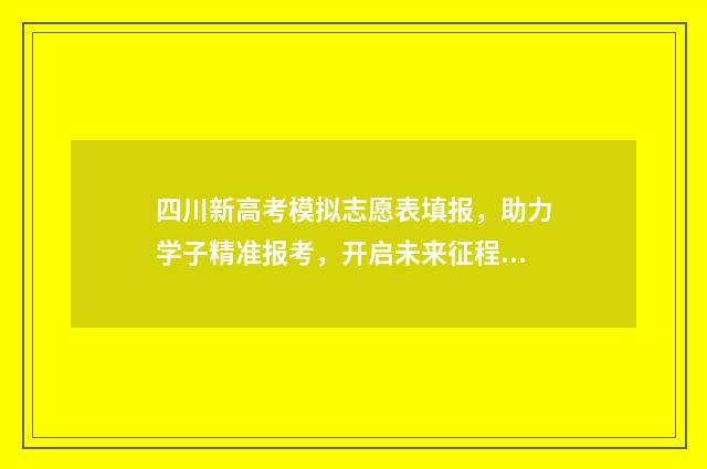 四川新高考模拟志愿表填报，助力学子精准报考，开启未来征程 四川高考模拟卷
