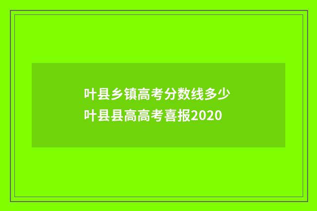 叶县乡镇高考分数线多少 叶县县高高考喜报2020