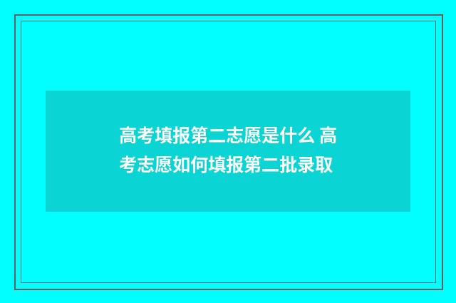 高考填报第二志愿是什么 高考志愿如何填报第二批录取