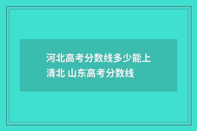 河北高考分数线多少能上清北 山东高考分数线