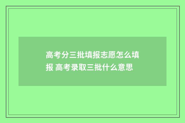 高考分三批填报志愿怎么填报 高考录取三批什么意思