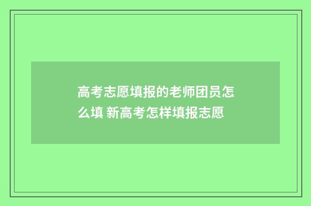 高考志愿填报的老师团员怎么填 新高考怎样填报志愿