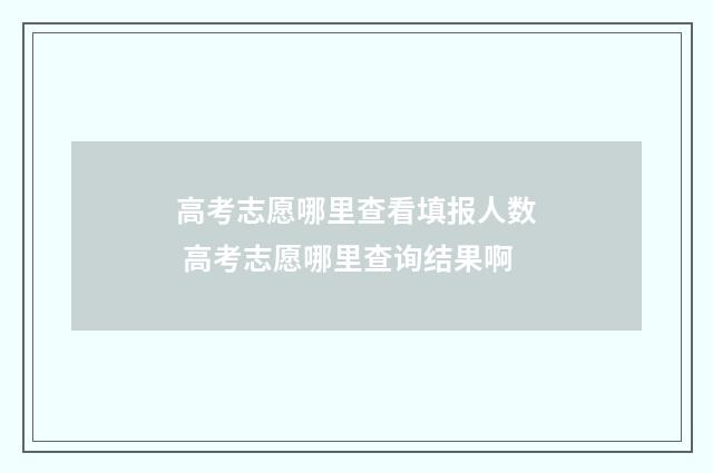 高考志愿哪里查看填报人数 高考志愿哪里查询结果啊