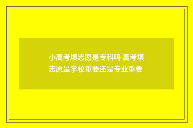小高考填志愿是专科吗 高考填志愿是学校重要还是专业重要