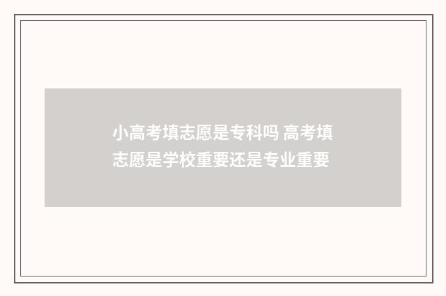 小高考填志愿是专科吗 高考填志愿是学校重要还是专业重要