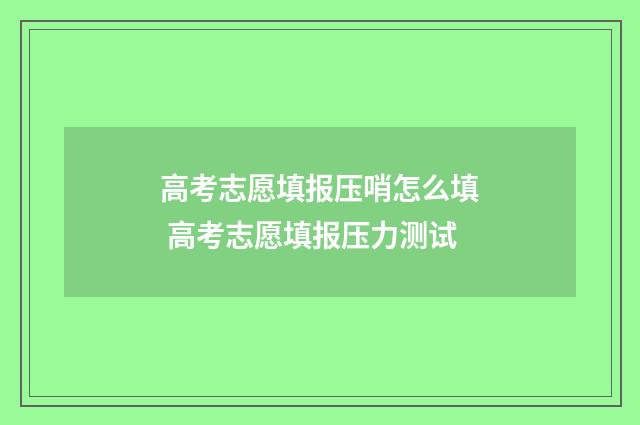 高考志愿填报压哨怎么填 高考志愿填报压力测试