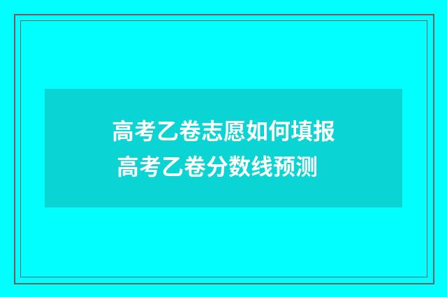 高考乙卷志愿如何填报 高考乙卷分数线预测