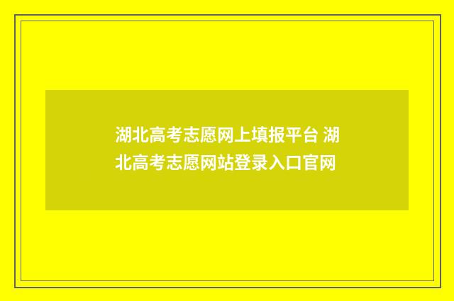湖北高考志愿网上填报平台 湖北高考志愿网站登录入口官网