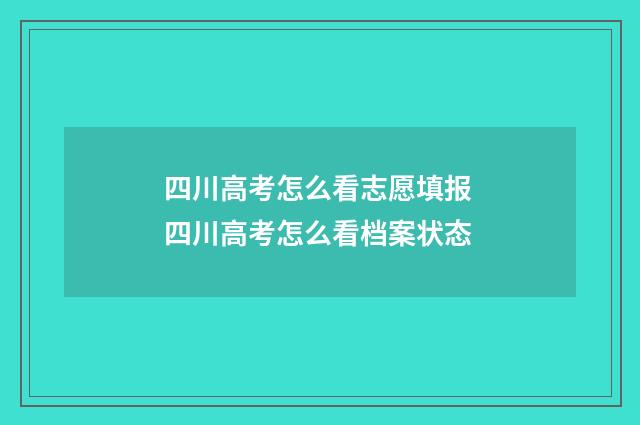 四川高考怎么看志愿填报 四川高考怎么看档案状态