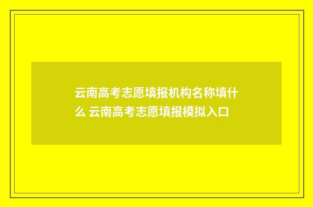 云南高考志愿填报机构名称填什么 云南高考志愿填报模拟入口