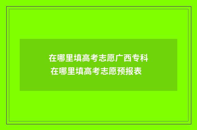在哪里填高考志愿广西专科 在哪里填高考志愿预报表