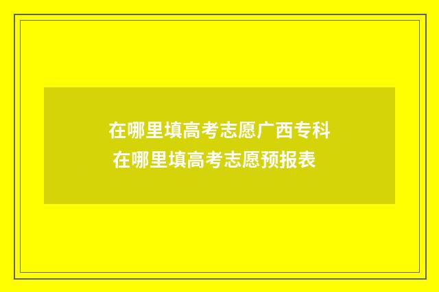 在哪里填高考志愿广西专科 在哪里填高考志愿预报表
