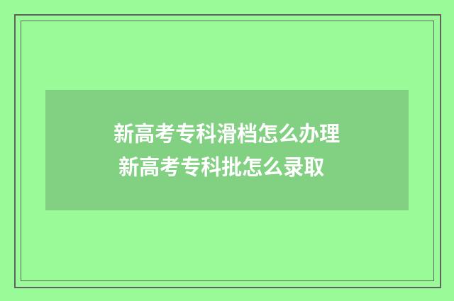 新高考专科滑档怎么办理 新高考专科批怎么录取