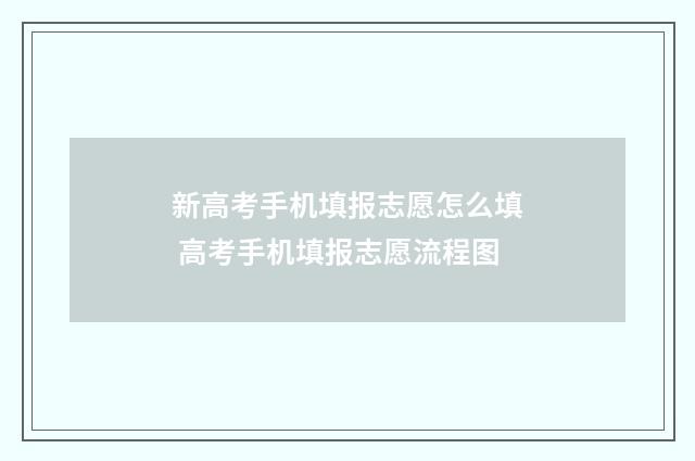 新高考手机填报志愿怎么填 高考手机填报志愿流程图