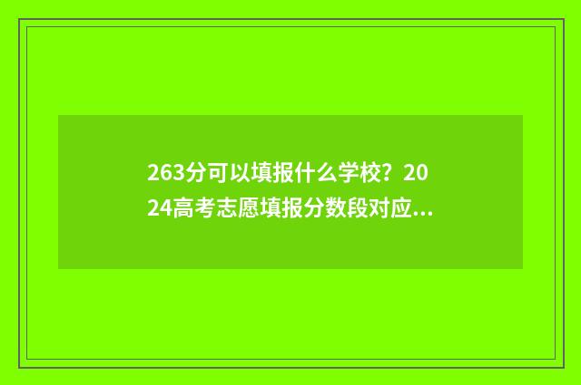 263分可以填报什么学校？2024高考志愿填报分数段对应院校排行榜 236分能去哪个学校