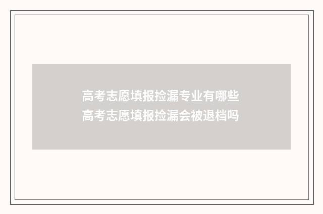 高考志愿填报捡漏专业有哪些 高考志愿填报捡漏会被退档吗