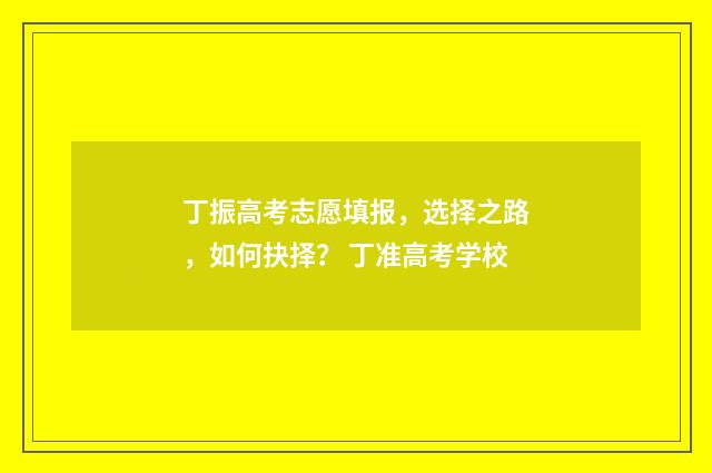 丁振高考志愿填报，选择之路，如何抉择？ 丁准高考学校