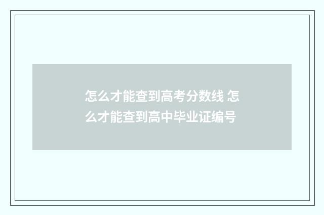 怎么才能查到高考分数线 怎么才能查到高中毕业证编号