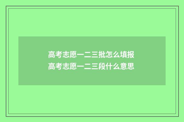 高考志愿一二三批怎么填报 高考志愿一二三段什么意思