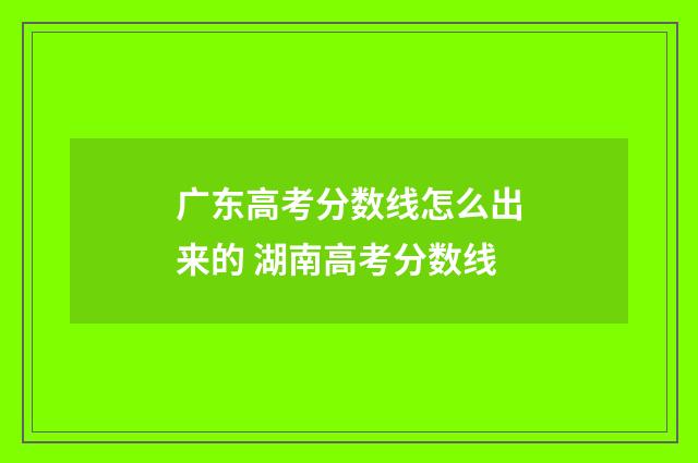 广东高考分数线怎么出来的 湖南高考分数线