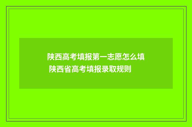 陕西高考填报第一志愿怎么填 陕西省高考填报录取规则