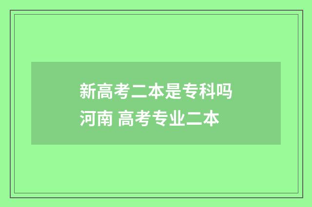 新高考二本是专科吗河南 高考专业二本