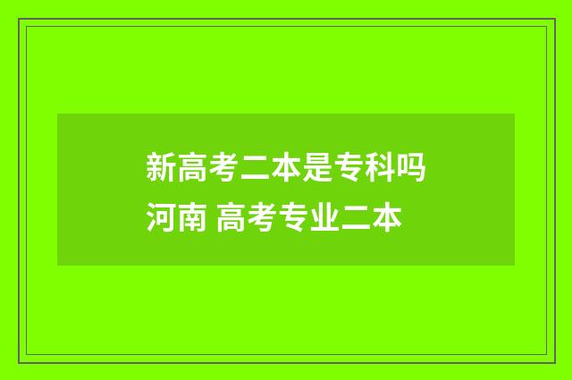 新高考二本是专科吗河南 高考专业二本