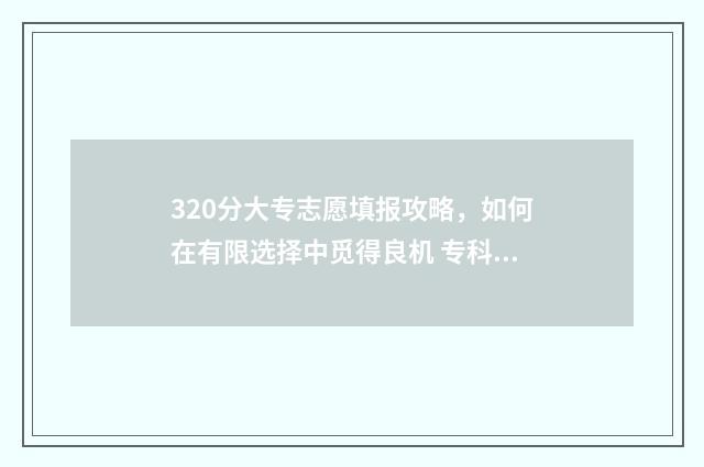 320分大专志愿填报攻略，如何在有限选择中觅得良机 专科学校350分左右