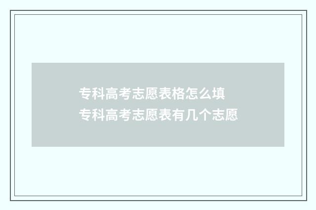 专科高考志愿表格怎么填 专科高考志愿表有几个志愿