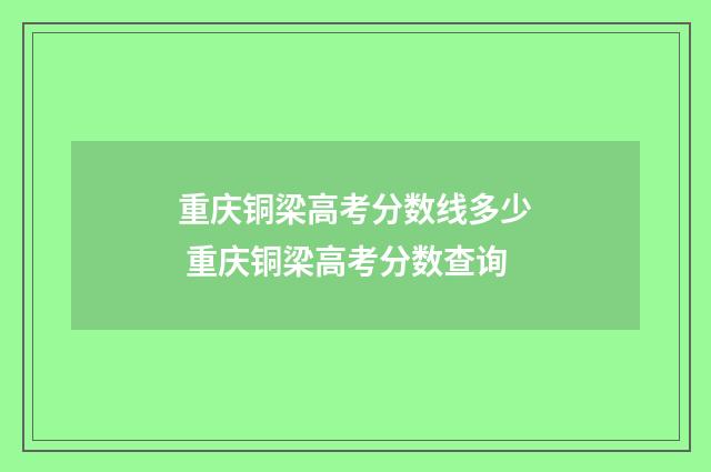 重庆铜梁高考分数线多少 重庆铜梁高考分数查询