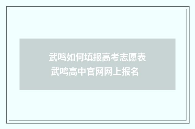 武鸣如何填报高考志愿表 武鸣高中官网网上报名