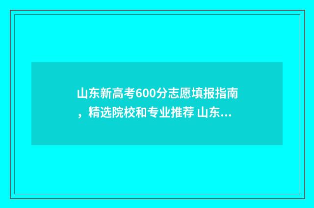 山东新高考600分志愿填报指南，精选院校和专业推荐 山东新高考600分相当于老高考多少分