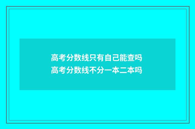 高考分数线只有自己能查吗 高考分数线不分一本二本吗
