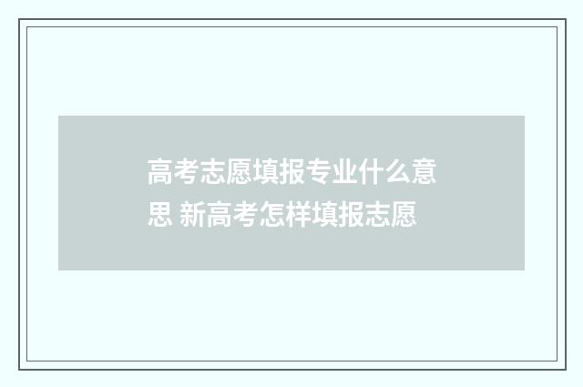 高考志愿填报专业什么意思 新高考怎样填报志愿