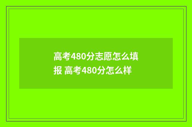高考480分志愿怎么填报 高考480分怎么样