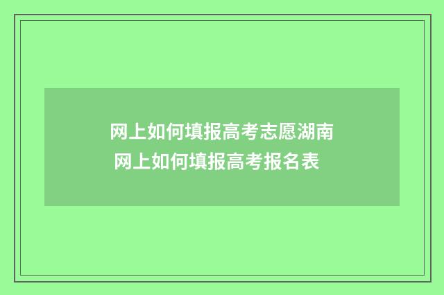 网上如何填报高考志愿湖南 网上如何填报高考报名表