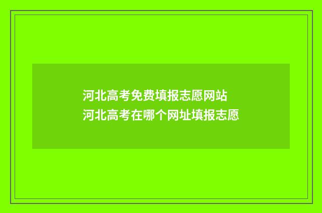 河北高考免费填报志愿网站 河北高考在哪个网址填报志愿