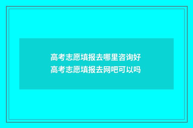 高考志愿填报去哪里咨询好 高考志愿填报去网吧可以吗
