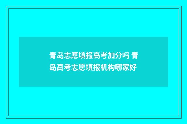 青岛志愿填报高考加分吗 青岛高考志愿填报机构哪家好