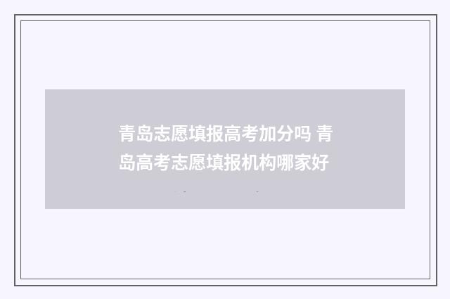 青岛志愿填报高考加分吗 青岛高考志愿填报机构哪家好