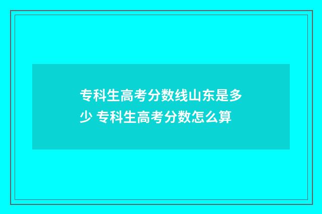 专科生高考分数线山东是多少 专科生高考分数怎么算