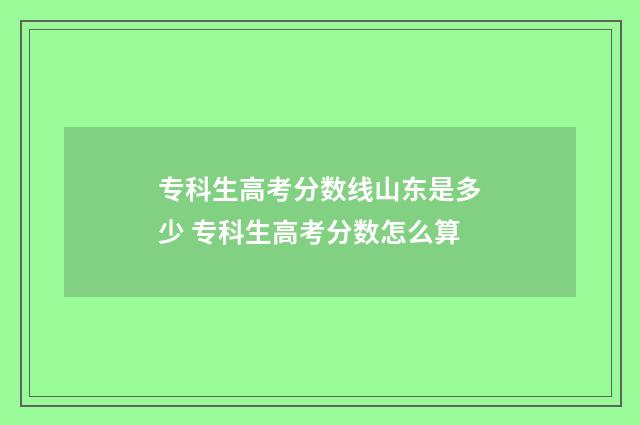 专科生高考分数线山东是多少 专科生高考分数怎么算