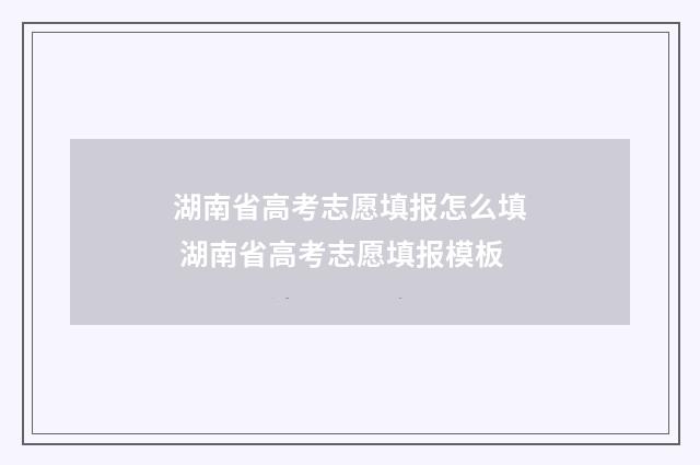 湖南省高考志愿填报怎么填 湖南省高考志愿填报模板